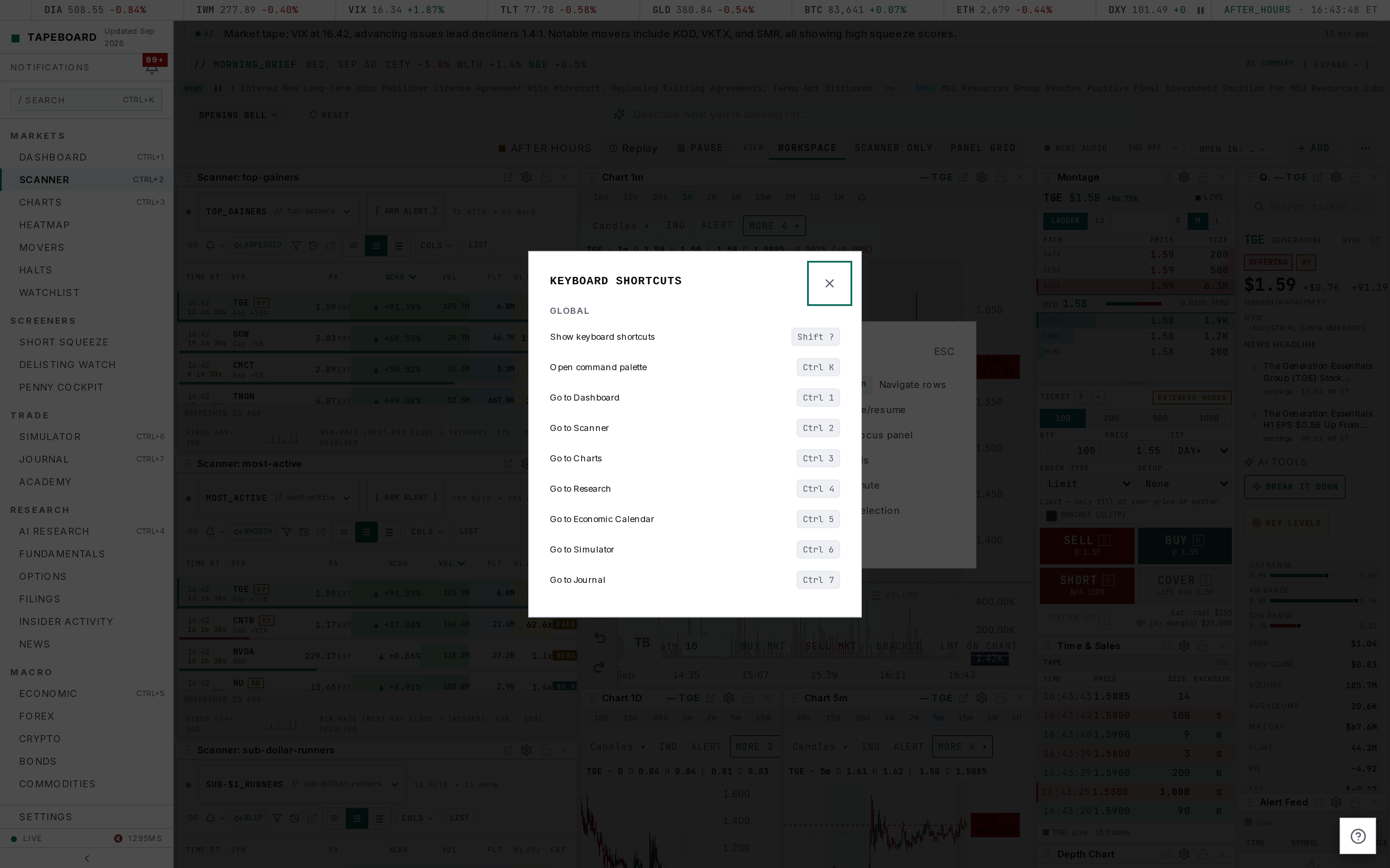 The shortcuts sheet open over the scanner